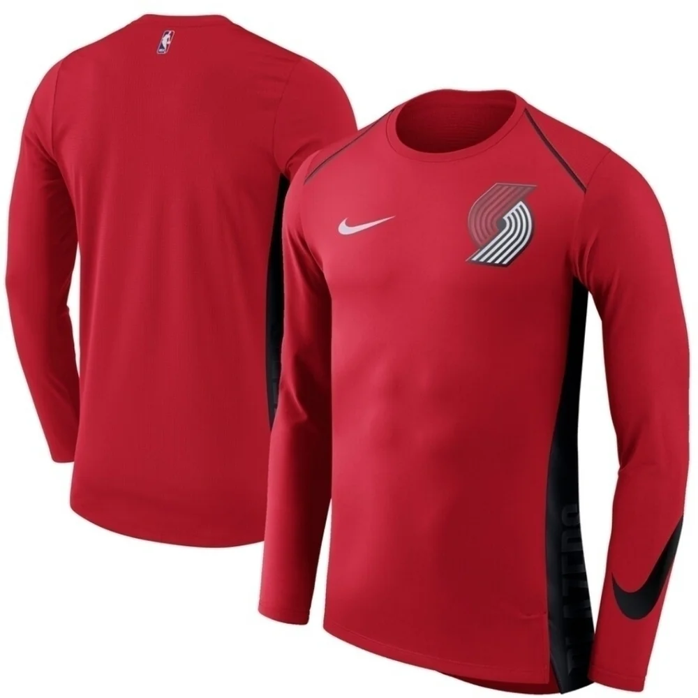 Nike Portland Trail Blazers Red Elite Shooter Performance Long Sleeve TShirt XLT